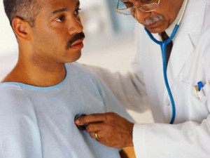 Listening to Patient's Heartbeat with Stethoscope