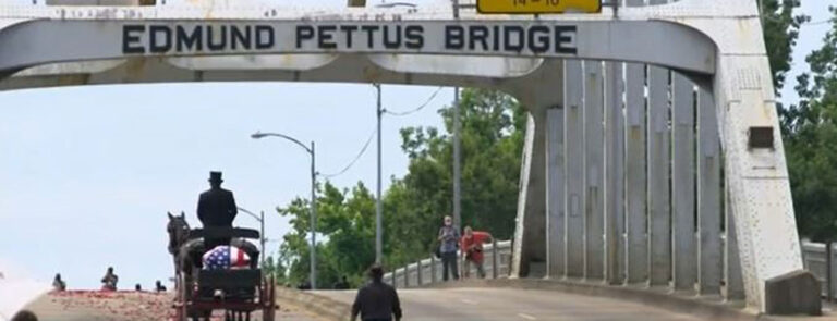 John Lewis Crosses Edmund Pettus Bridge for the Final Time, Viewed in U. S. Capitol