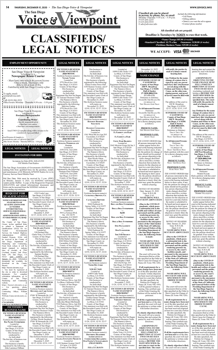 Classifieds Voice and Viewpoint