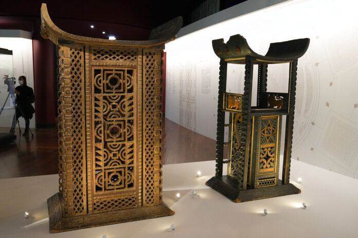 Two 119-century Benin thrones are displayed in France