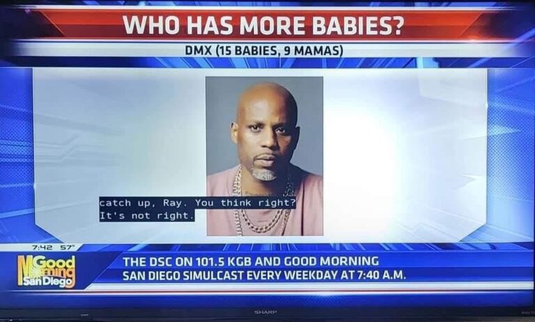 A screenshot of DMX during the Who Has More Babies Segment which is being criticized by the NAACP