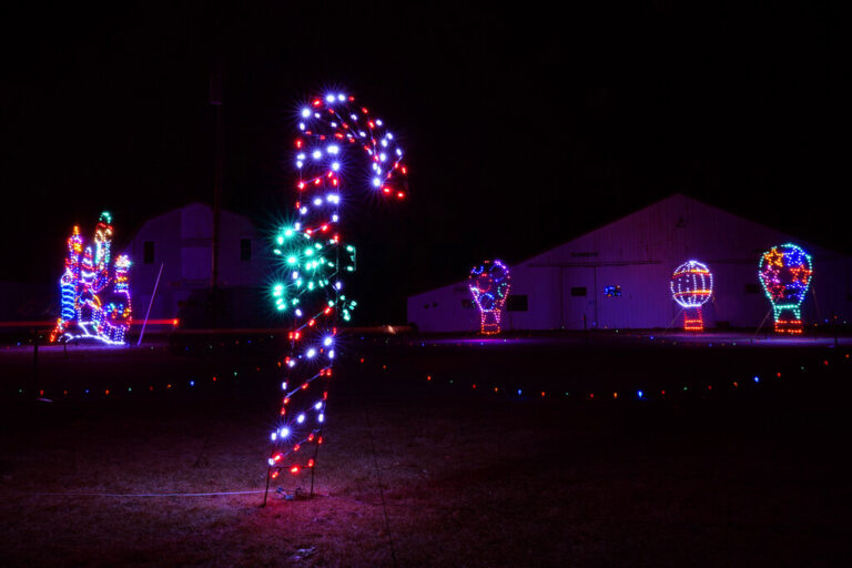 Decorative holiday lights are displayed at the Cumberland Fair Grounds