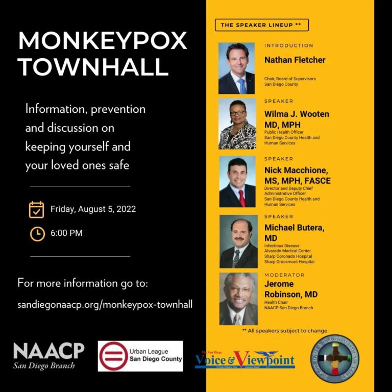 MONKEYPOX TOWNHALL: San Diego NAACP to Host Townhall to Discuss Monkeypox