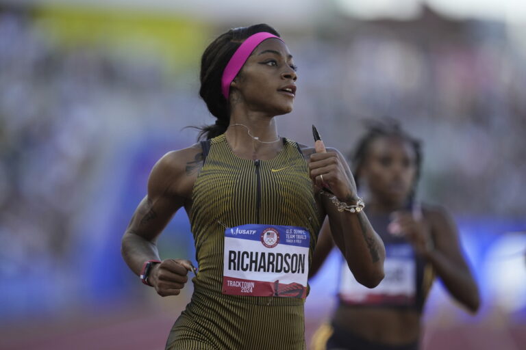 Sha’Carri Richardson Overcomes Wobbly Start For Win in First Heat at Olympic Trials