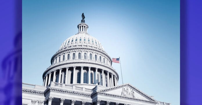 White building with American flag