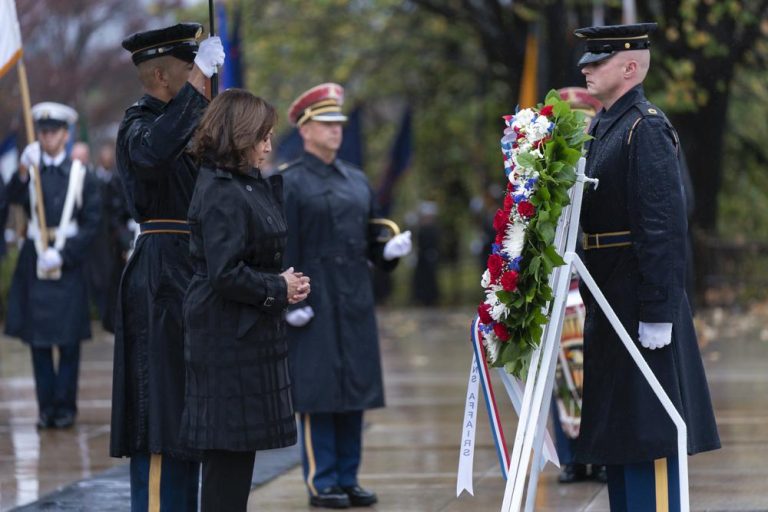 Veterans ‘best of America,’ VP Harris says in laying wreath